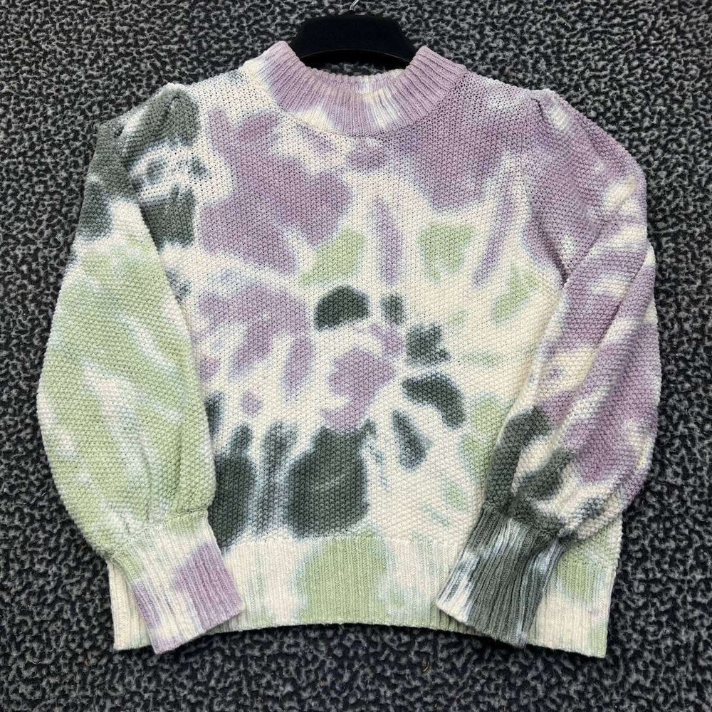 Madewell Sweater Women Small Tie Dyeβ Pullover Knitted Puff Sleeve CottonS